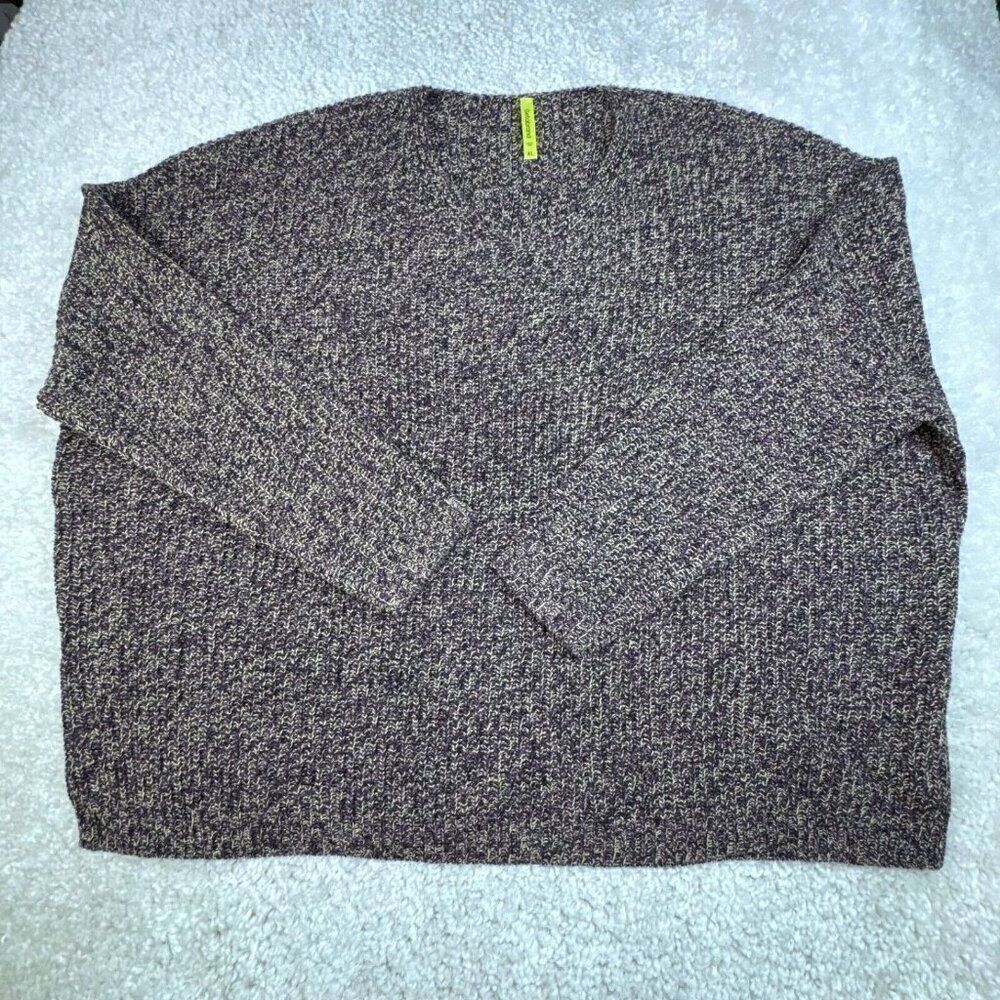 Betabrand Wool Blend V-Neck Sweater Oversized Purple Green